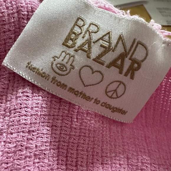 Brand Bazar dress pink sz M/L Linen blend Sleeveless Loose Maxi Raw Edge Italy - Picture 7 of 8